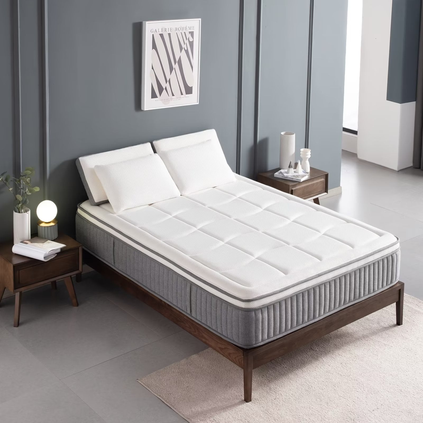 12 Inches Thick Hybrid Mattress Twin Size Gel Memory Foam Mattress with Pocket Spring Mattress in a Box for Cool Sleep and Balance Support Medium