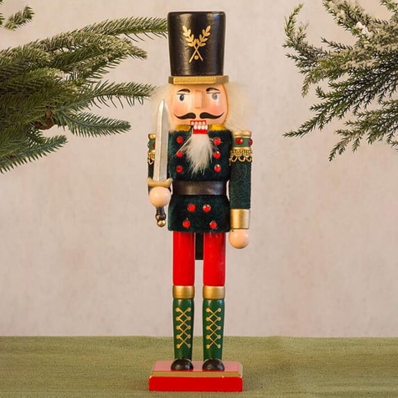 12 Inches Wood Nutcracker Soldier Holding Christmas Ornaments Collectible Festive Holiday Xmas Decor Birthday Gift Handmade Colorful