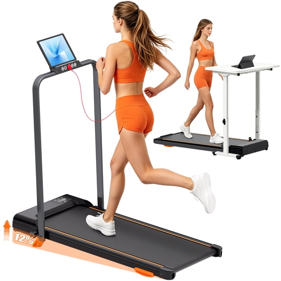Walking Pad with 12% Incline and Handle Bar, 3-in-1 Folding Machine for Home Workout, 3.0HP 7.5 mph, 330 lbs, LED Display