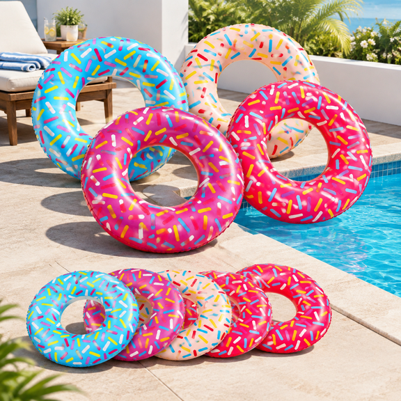 12 Inflatable Donutorted Pool Floats Circle