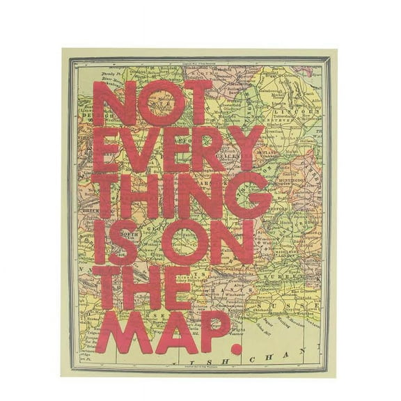 12" Inspirational Quote "Not Every Thing Is On The Map" Colorful Framed Atlas Map Hanging Wall Art