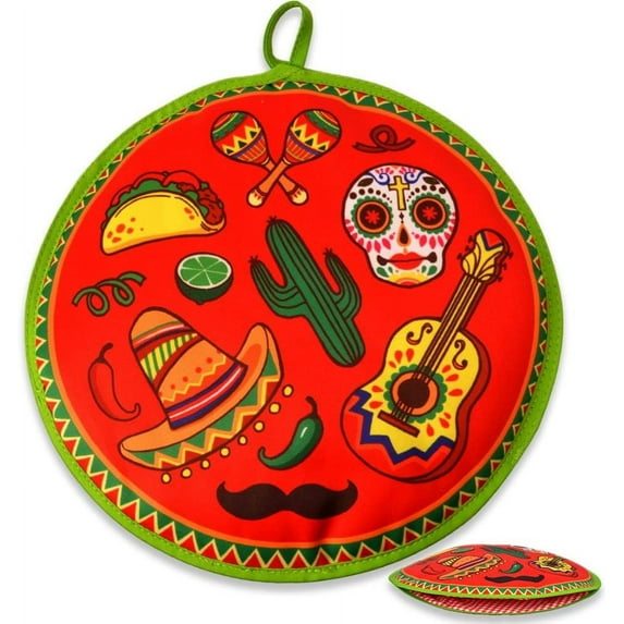 12" Insulated Tortilla Warmer Pouch - Microwave Safe Fabric Keeper for Tacos, Pizza & Bread - Stays Warm Up to 1 Hour (Corn/Flour Tortillas)