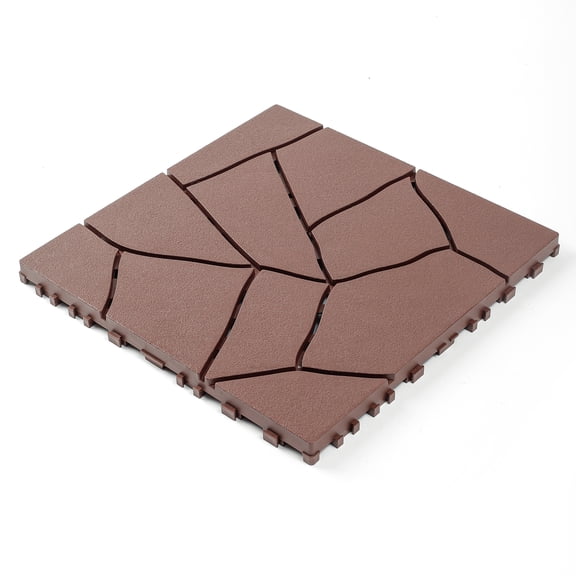 12" Interlocking Patio Deck Tiles, DIY Module Floor Tiles for Outdoor & Indoor Use, Brown, 44pcs