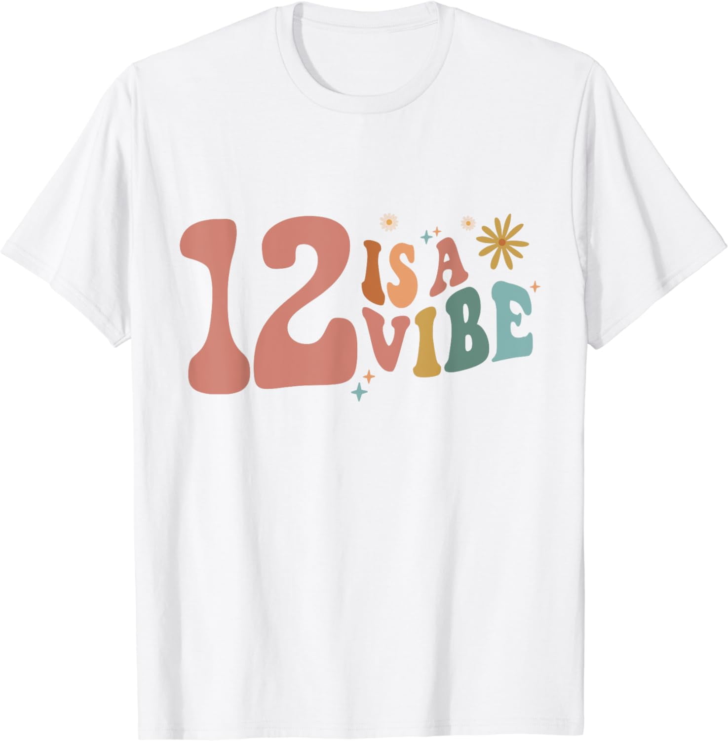 12 Is A Vibe Girls 12th Birthday Twelve Pink Boho Hippie T-Shirt ...