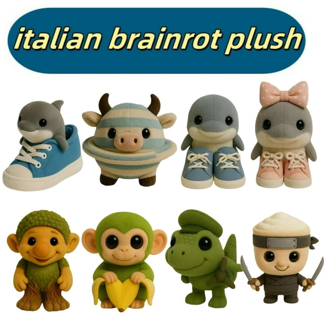 Tung Tung Tung Sahur, Italian Brainrot Plush, Tralalero Tralala Plush