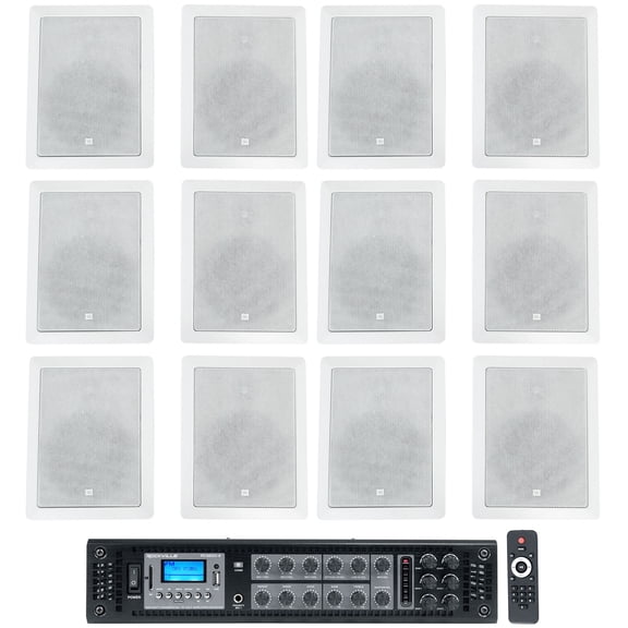 (12) JBL Control 126 WT 6.5" 30w Commercial 70v In-Wall Speakers+Amplifier
