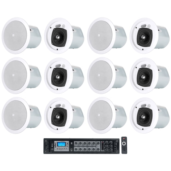 12) JBL Control 24CT 4" 70v Commercial Restaurant/Bar White Ceiling Speakers+Amp