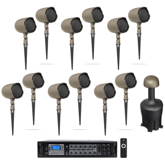 (12) JBL-GSF3-TN 3" Landscape Ground Stake 70v Commercial Speakers+8" Sub+Amp