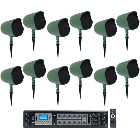 (12) JBL GSF6-GN 6.5" Landscape Ground Stake/Wall 70v Commercial Speakers+Amp