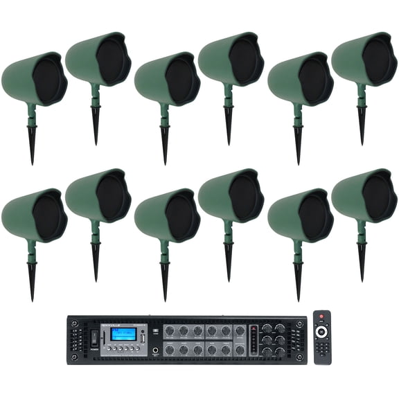 (12) JBL GSF6-GN 6.5" Landscape Ground Stake/Wall 70v Commercial Speakers+Amp