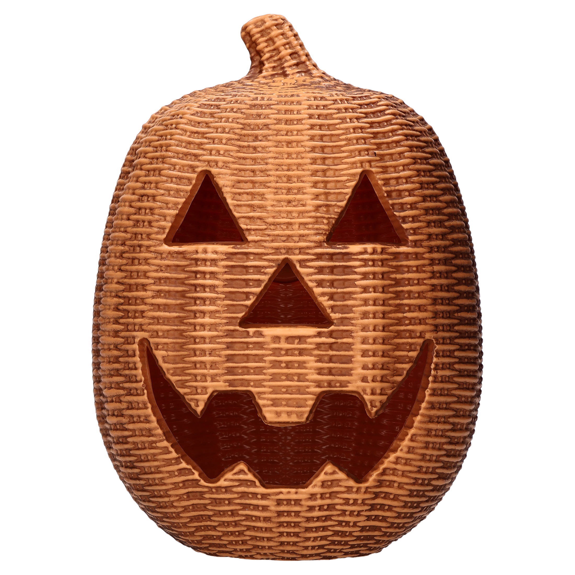 Light-Up Blow Mold Woven Jack-o'-Lantern Decoration, Brown, 12", Halloween by Way To Celebrate