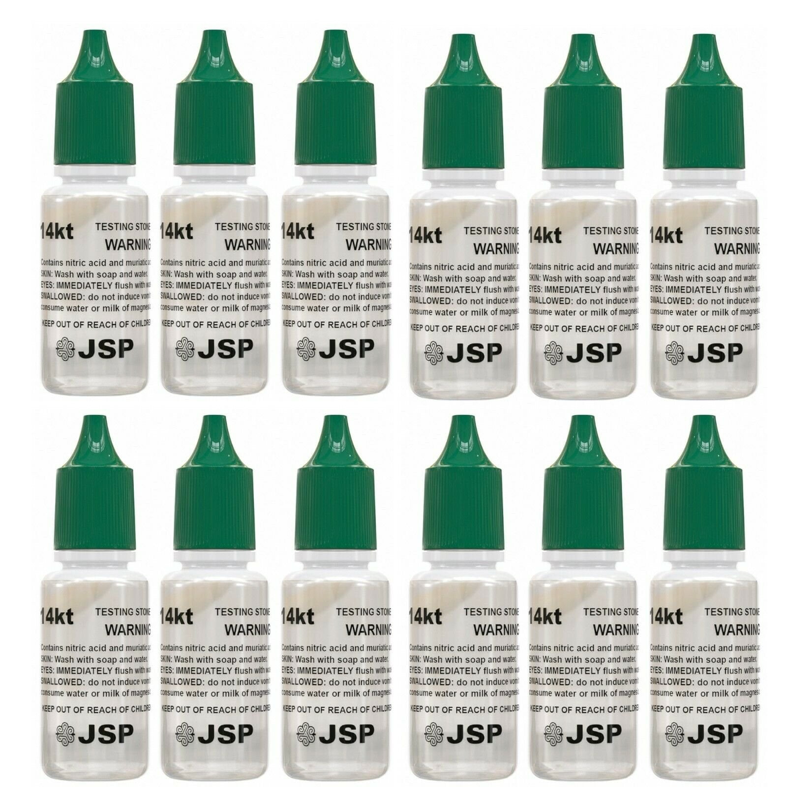 12 JSP 14K Gold Metal Test Acid Karat Testing Solution Jewelry Tester Metals Kit