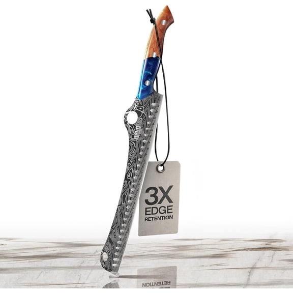 12" Japanese Brisket Knife with Olive Wood & Blue Epoxy Handle Premium Butcher & Carving Knife for Meat BBQ and Brisket Slicing Ultra Sharp Stainless Steel Blade