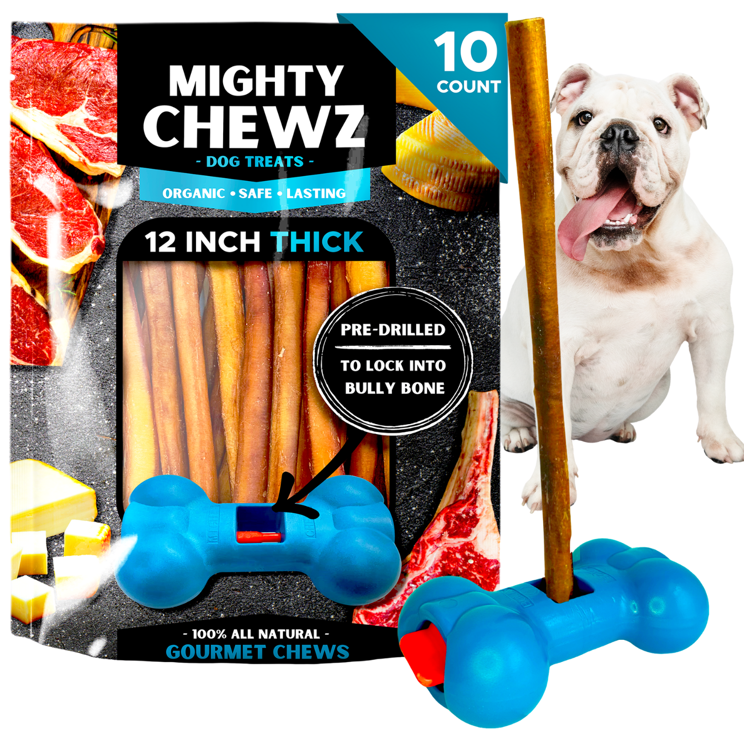 12" Jumbo Bully Sticks - Bully Bone Included - 5 Pack