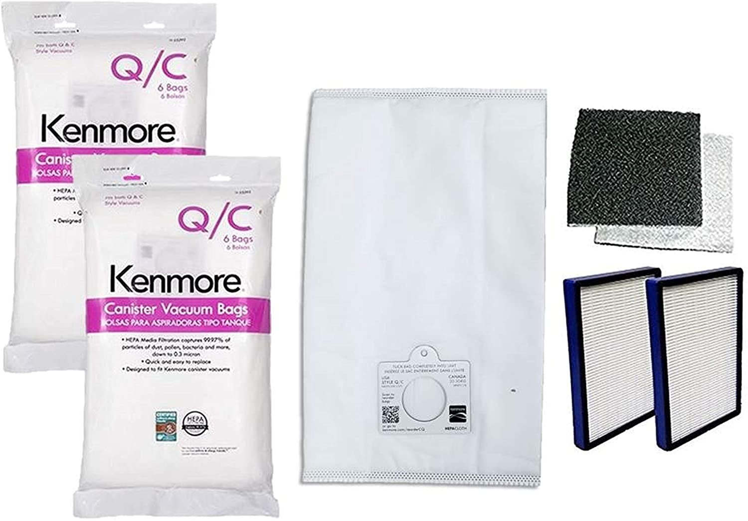 12 Kenmore Type C or Type Q Allergen Filtration Canister Vacuum Bags