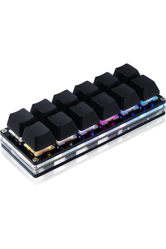 12 Key Mechanical Gaming Keyboard One Handed Keypad USB-C Wired OSU Keypad Programmable and Hot Swappable Keyboard.