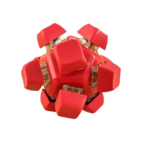 12-Key Mechanical Stress Relief Keyboard with Illuminated Press Buttons for Adult Focus Training & Tension Release(Red)