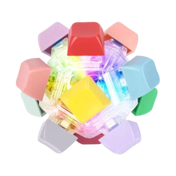12-Key Mechanical Switch Fidget Toy, Clicky Keyboard Keychain for Stress Relief & Anxiety, Portable Sensory Fidget Pad for Adults & Kids, LED Glowing Option