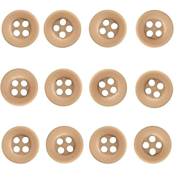 12 Khaki 20L Four Hole Plastic Buttons Handmade Heavy Duty Shirt Buttons Durable Clothing Accessories