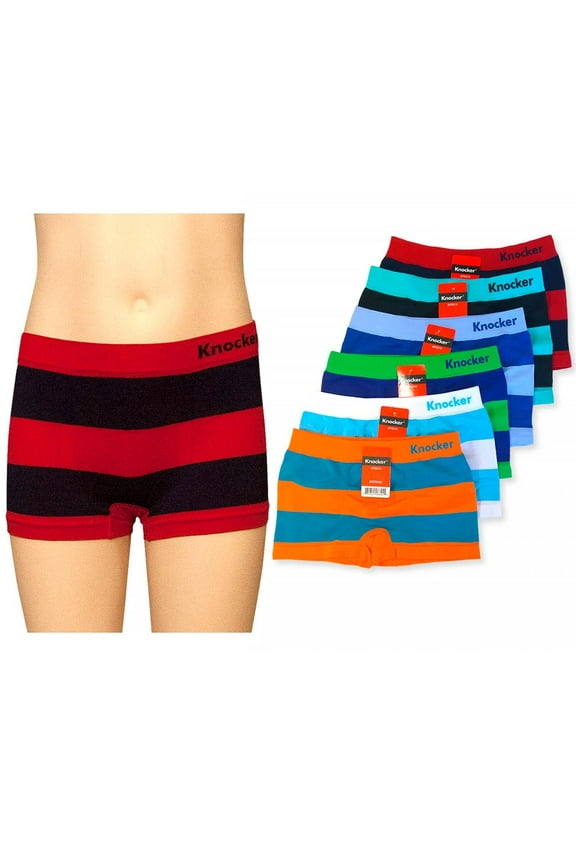 12 Knocker Boys Boxer Shorts Seamless Striped Spandex Kids Soft Underwear New L