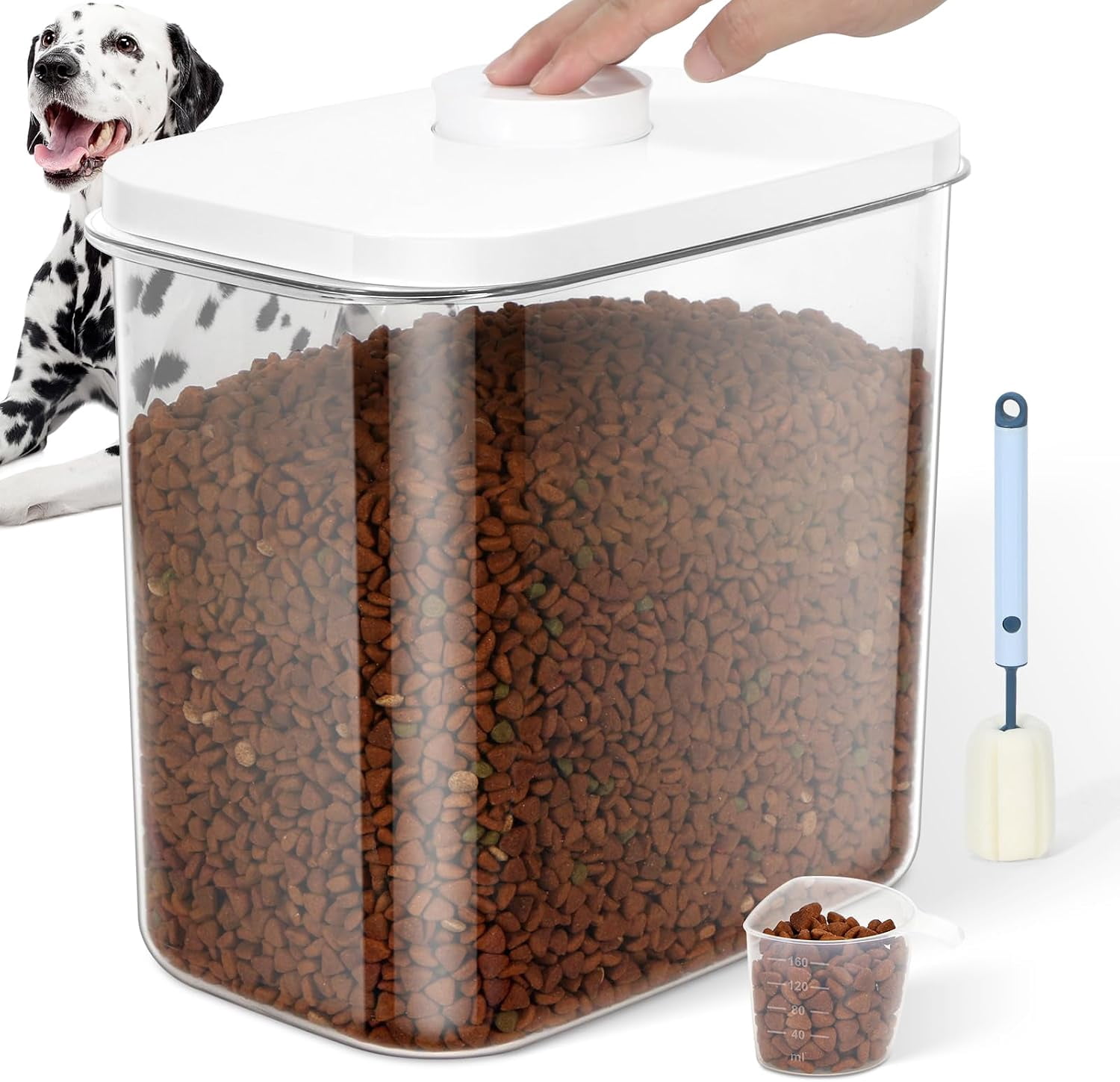 Pethiy Luchtdichte Hondensnoepcontainer – 4-5 Lbs Capaciteit, Met Deksel En Handvat, Serveerschep Inbegrepen – Zwart, Vintage Stijl