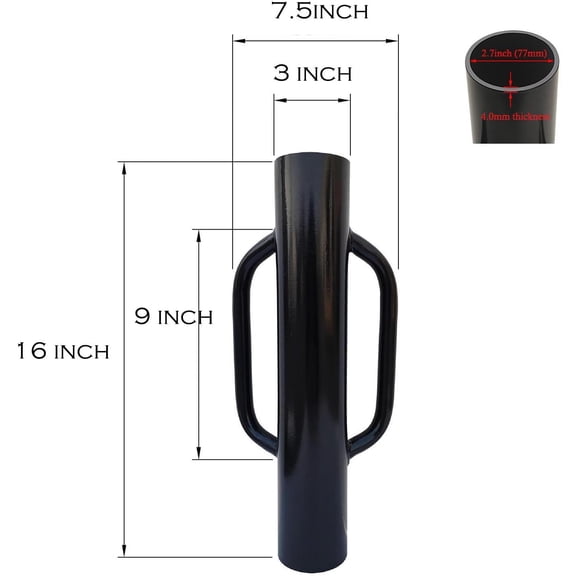 12 LB Steel T Post Pounder with Handle for Wooden Posts, 16 Inch Portable Fence Post Driver