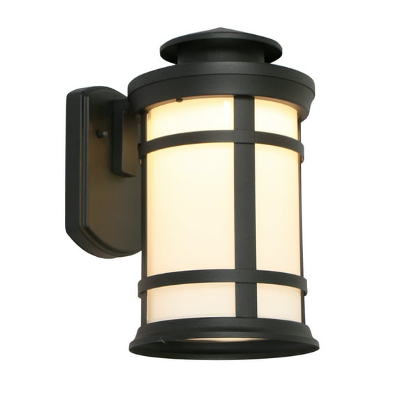 12" LED 12W Black Lantern Ontdoor Wall Sconces with White Glass Shade,3000K Triac Dimming