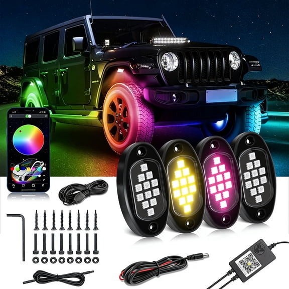 12 LED 3D RGB Underbody Car Lights Wireless APP Dual Control Suitable for Off-Road Vehicles