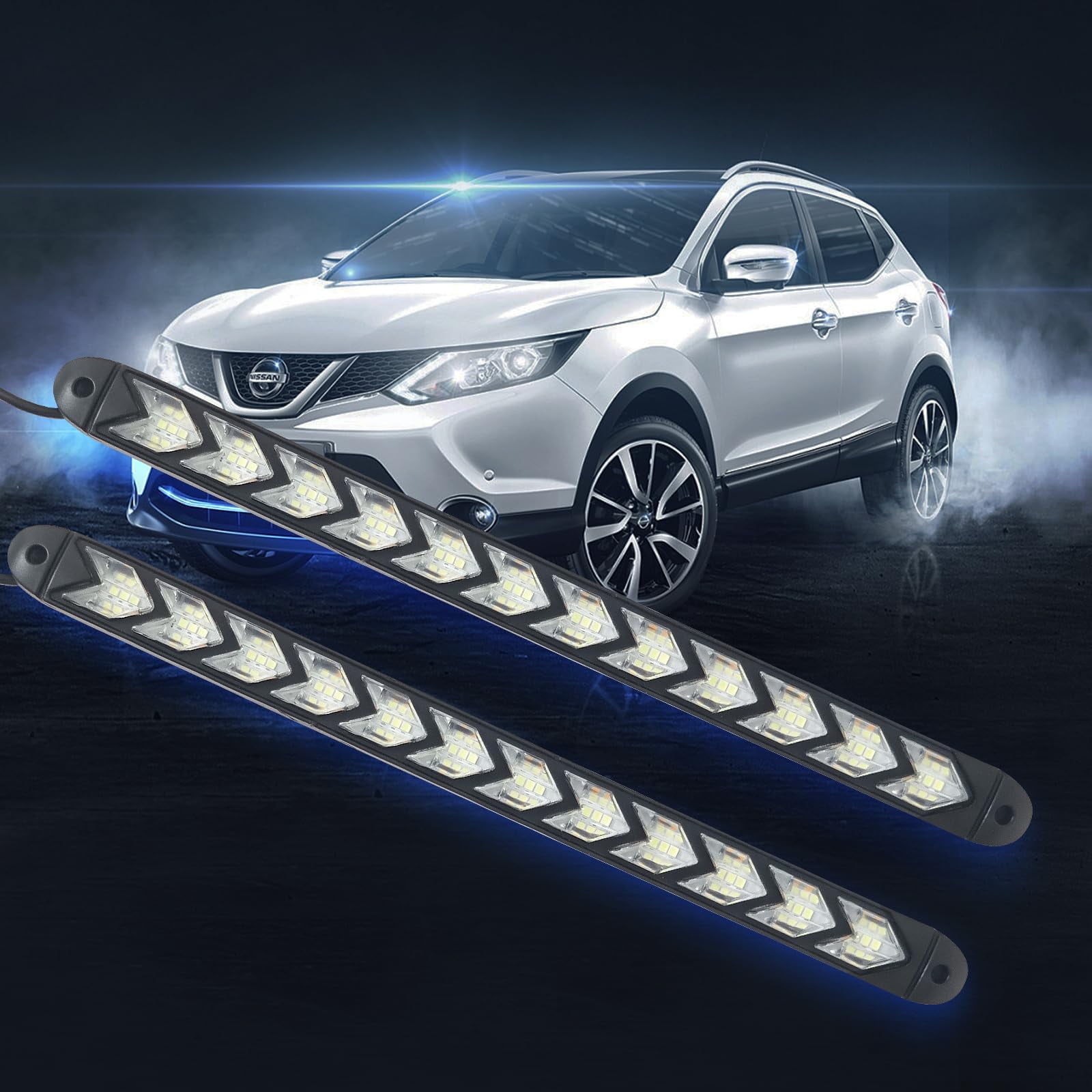 12 LED Arrow DRL MMF7 Switchback Strips White Amber Daytime Running