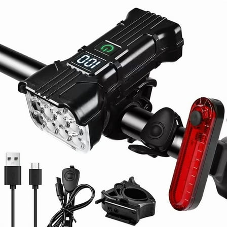 12 LED Bicycle Front Light Rechargeable Bike Light with Horn MTB Bicycle Head Lights Cycling Bike Safety Lamp for Night Riding
