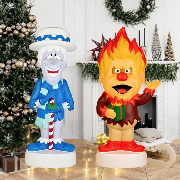 12" LED Blow Mold Heat Miser Christmas Figurine, Plug Powered Glowing Retro Character, Multi-Scene Festive Decor For Backyard Patios, Front Yards And Christmas In July Celebrations