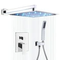 thumbnail image 1 of 12" LED Chrome Shower Faucet System Set Square Shower Head W/Handheld Mixer Tap, 1 of 13