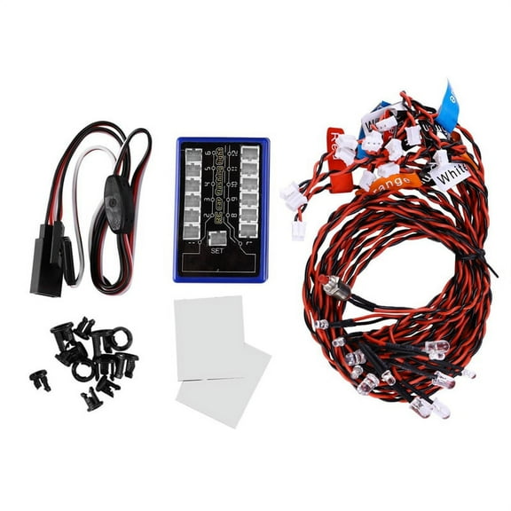 12 LED Flashing Bright Light Strobe Lamps Kit System for 1/10 1/8 Axial SCX10 TRX4 RC Crawler Dift Car