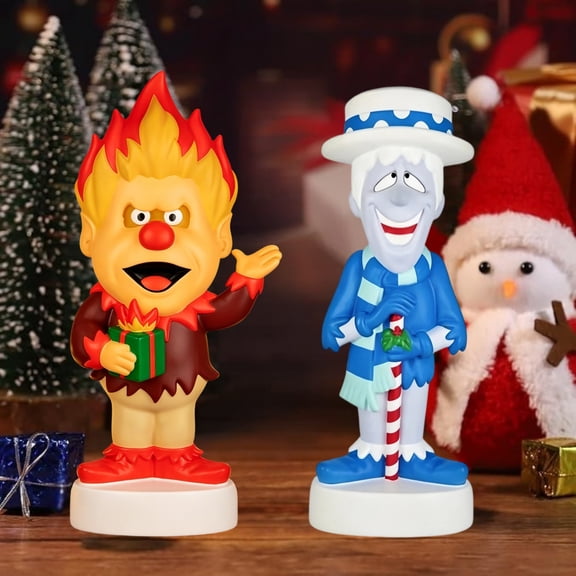 12" LED Light Up Heat Miser Christmas Figurine, Blow Mold Plug Powered Retro Sculpture, Kid Friendly Festive Decor For Garden Lawns, Entry Porches And Indoor Book Shelves