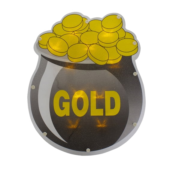 12" LED Lighted Irish St. Patrick's Day Pot of Gold Window Silhouette Decoration