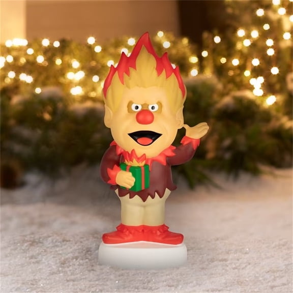 12" LED Retro Heat Miser Christmas Blow Mold Ornament, Plug-In Glowing Classic Villain Statue, Multi Purpose Decor For Entry Porch Floors, Backyard Lawns And Summer Xmas Gathering Layouts