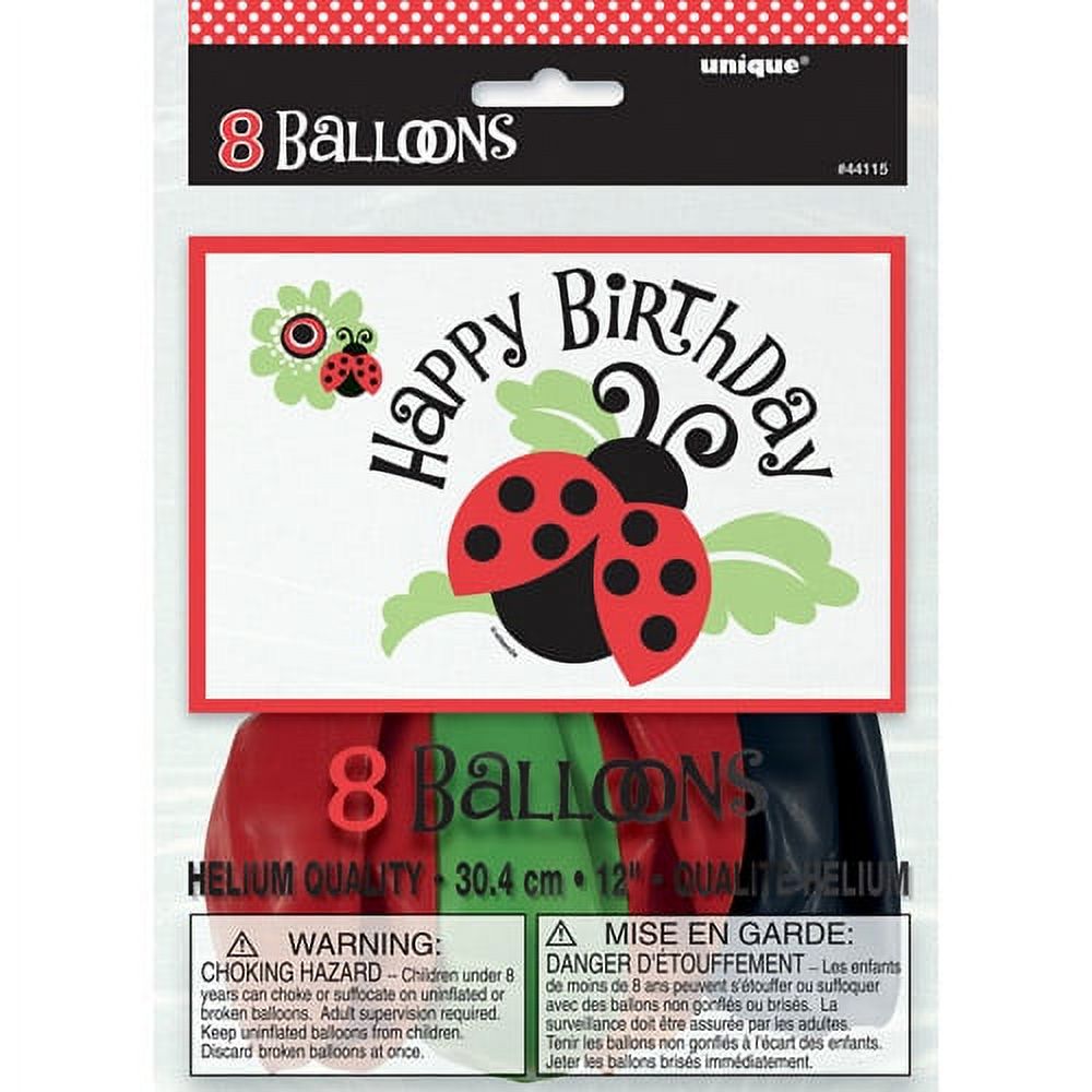 12" Ladybug Party Balloons, 8pk - image 1 of 4