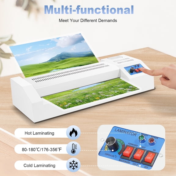 12" Lamination Machine Thermal Laminator A3A4 Four Roller hot Cold Film Laminate for Offices, Homes