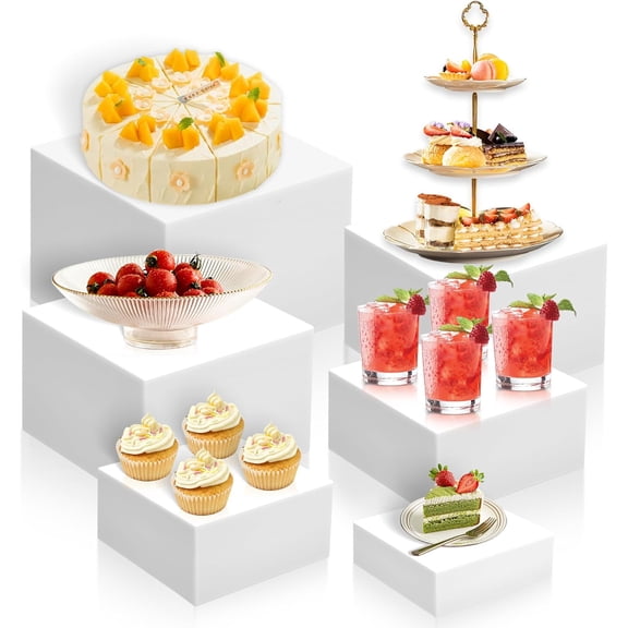 12" Large Buffet Risers,3Pcs 12",10",8" Buffet Risers,Food Risers for Buffet Table Display Stand Shelf for Party Catering Dessert Jewelry Collectibles Acrylic Cube Boxes
