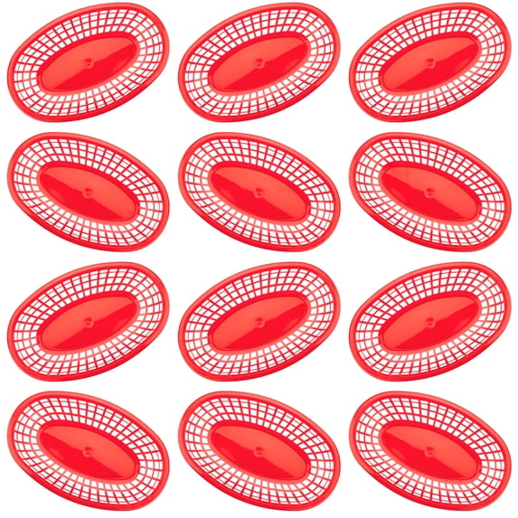 12 Large Red Plastic Food Baskets