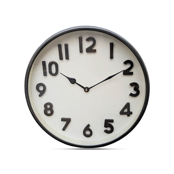12'' Large numaric Wall Clock Black - 3D Fonts Antique Finish