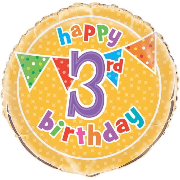 18" Foil Polka Dot 3rd Birthday Balloon