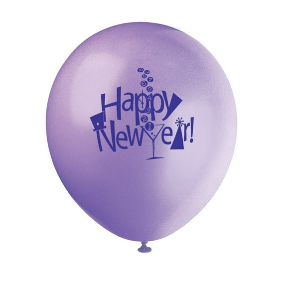 12" Latex New Year's Countdown Balloons, 8-Count