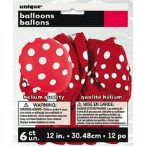 12" Latex Ruby Red Polka Dot Balloons, 6ct