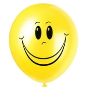 12" Latex Yellow Smiley Face Balloons, 8ct