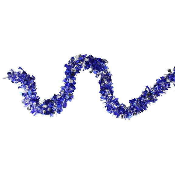 12' Lavish Blue and Shiny Silver Boa Christmas Tinsel Garland - Unlit