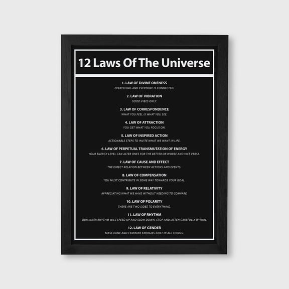 12 Laws of the Universe Spiritual Law of Attraction Meditation Motivational Poster