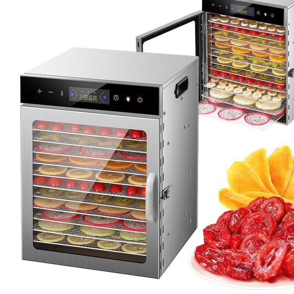 12-Layer Food Dehydrator 110V Electric Jerky Dryer with Timer LCD Display Screen for Fruit Vegetable
