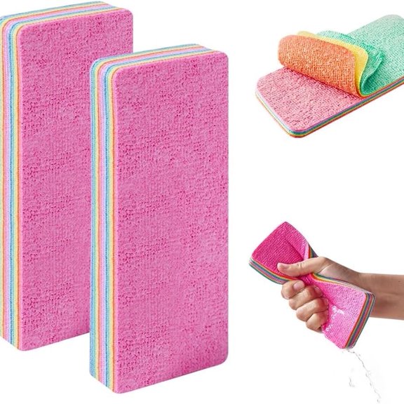 12-Layer Sponge Block,2.7x6.7x0.9In Kitchen Cleaning Cloths for Home,QZS Portable Multi Layer Sponge for Furniture,Glass,Cars,2Pack