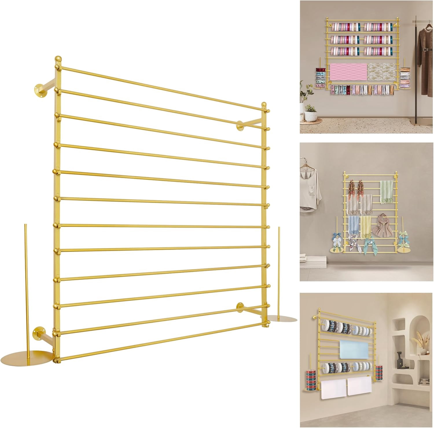 Wrapping Display 12 Layers Gold Wall Display Stand Wrapping Paper Ribbon Organizer ...